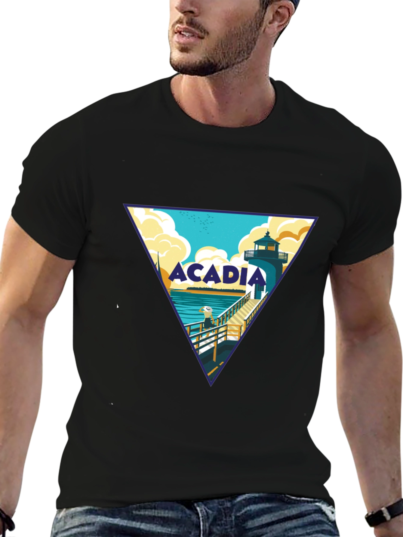 Acadia Lighthouse Graphic Tee - Black
