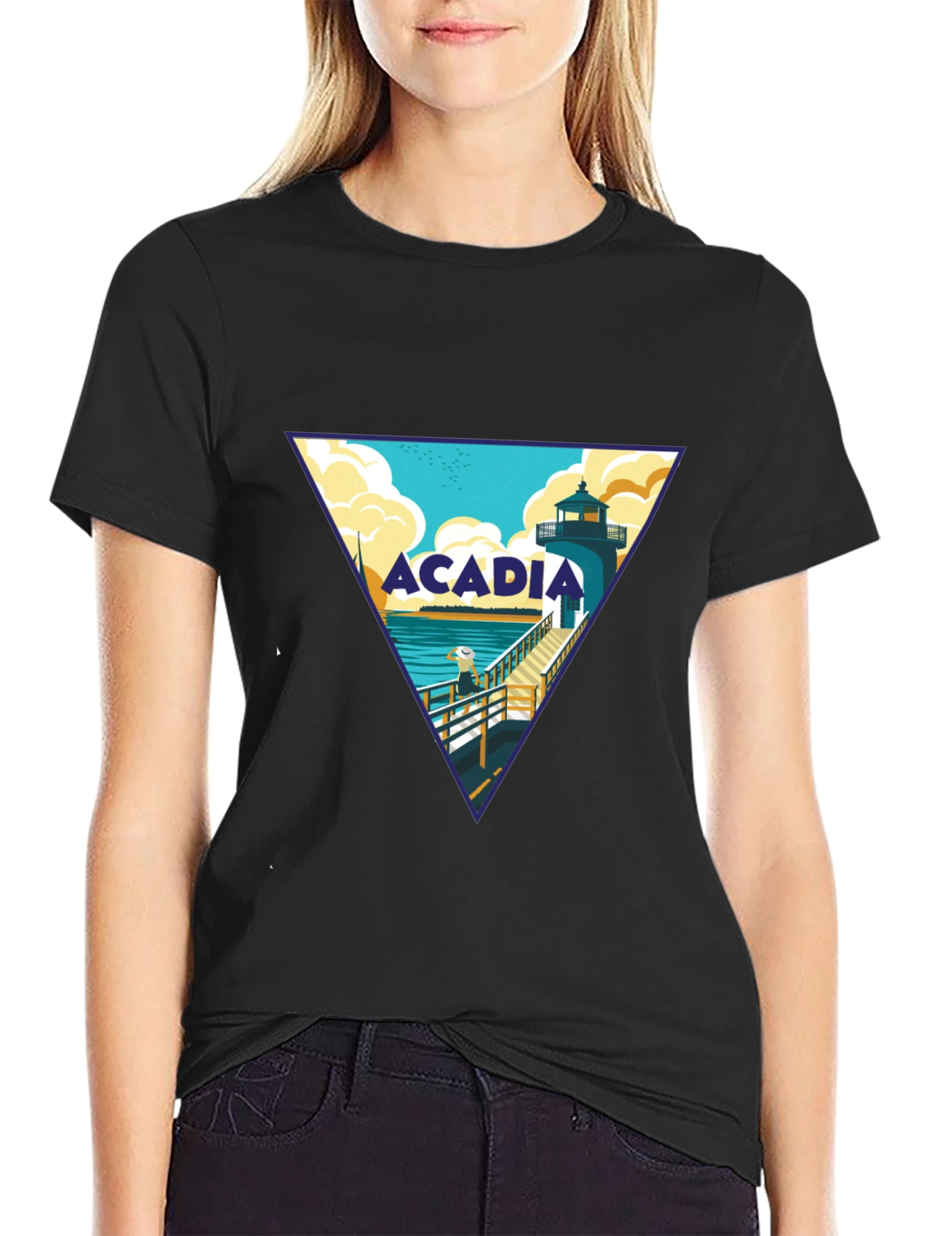 Acadia Lighthouse Graphic Tee - Black