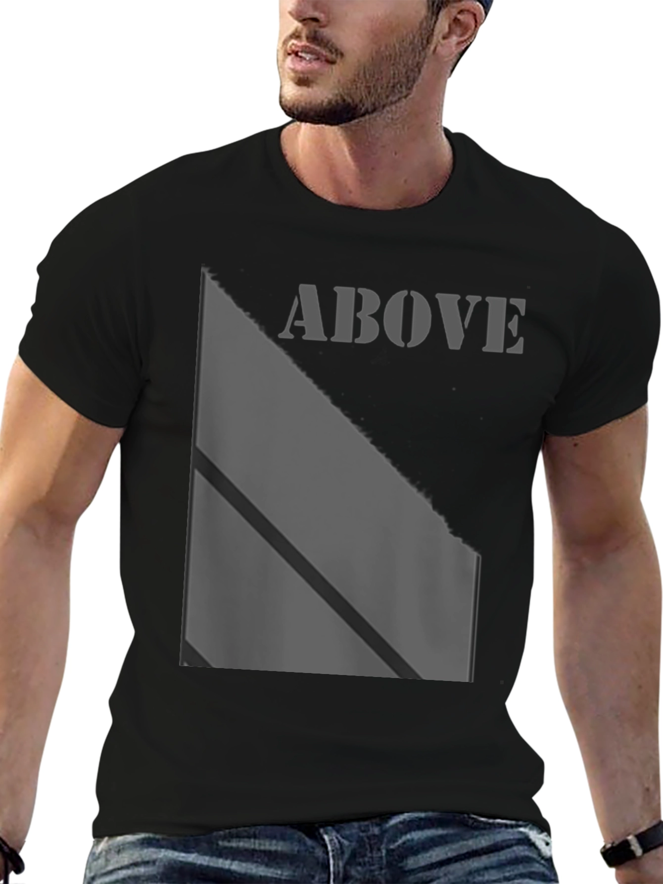 Above Graphic Print Black T-Shirt