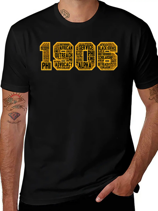 S Alpha African Fraternity Hand Sign 1906 Words Casual Graphic T-Shirt – Simple And Comfortable Daily Wear