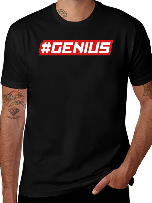 #GENIUS Graphic Print Crew Neck T-Shirt - Modern Style