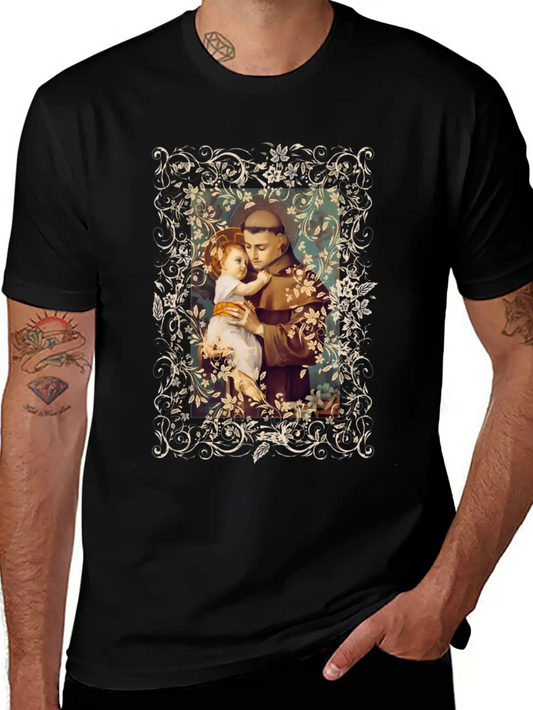 Saint Anthony Of Padua Catholic St. Rosary Casual Graphic T-Shirt – Simple And Comfortable Daily Wear