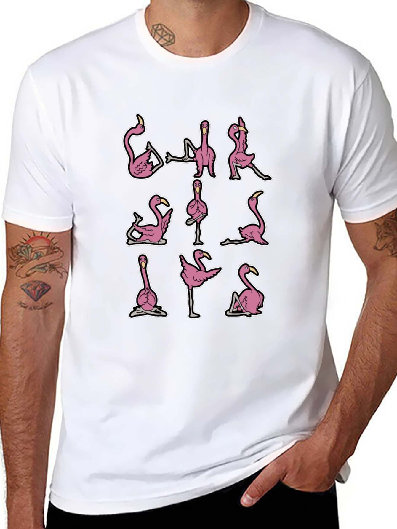 Yoga Flamingo Black Graphic Tee