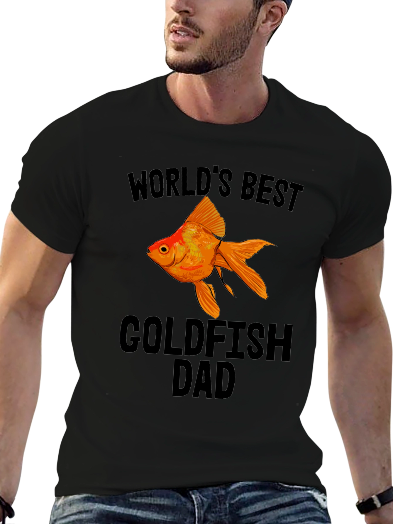 Worlds Best Goldfish Dad Black T-Shirt