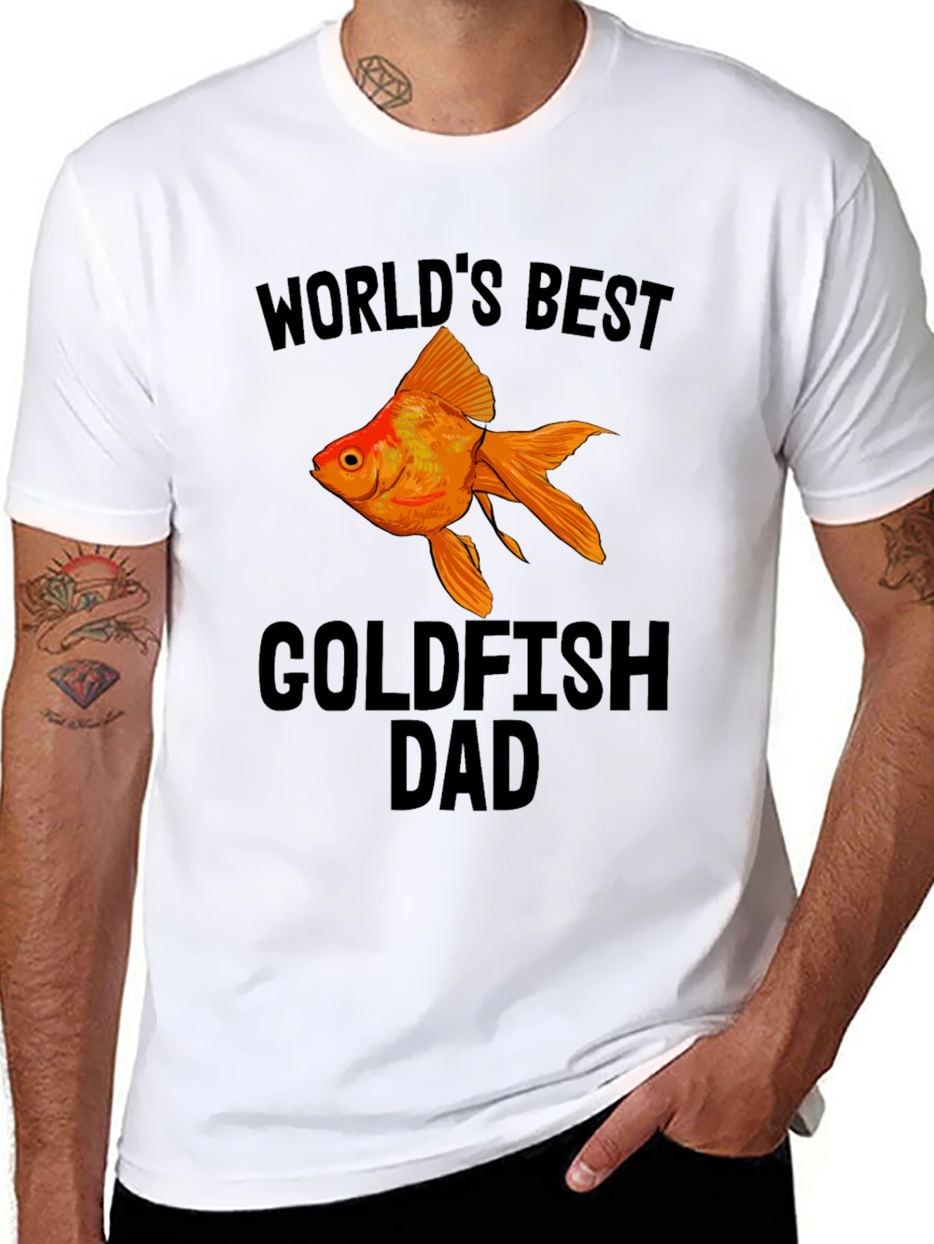 Worlds Best Goldfish Dad Black T-Shirt