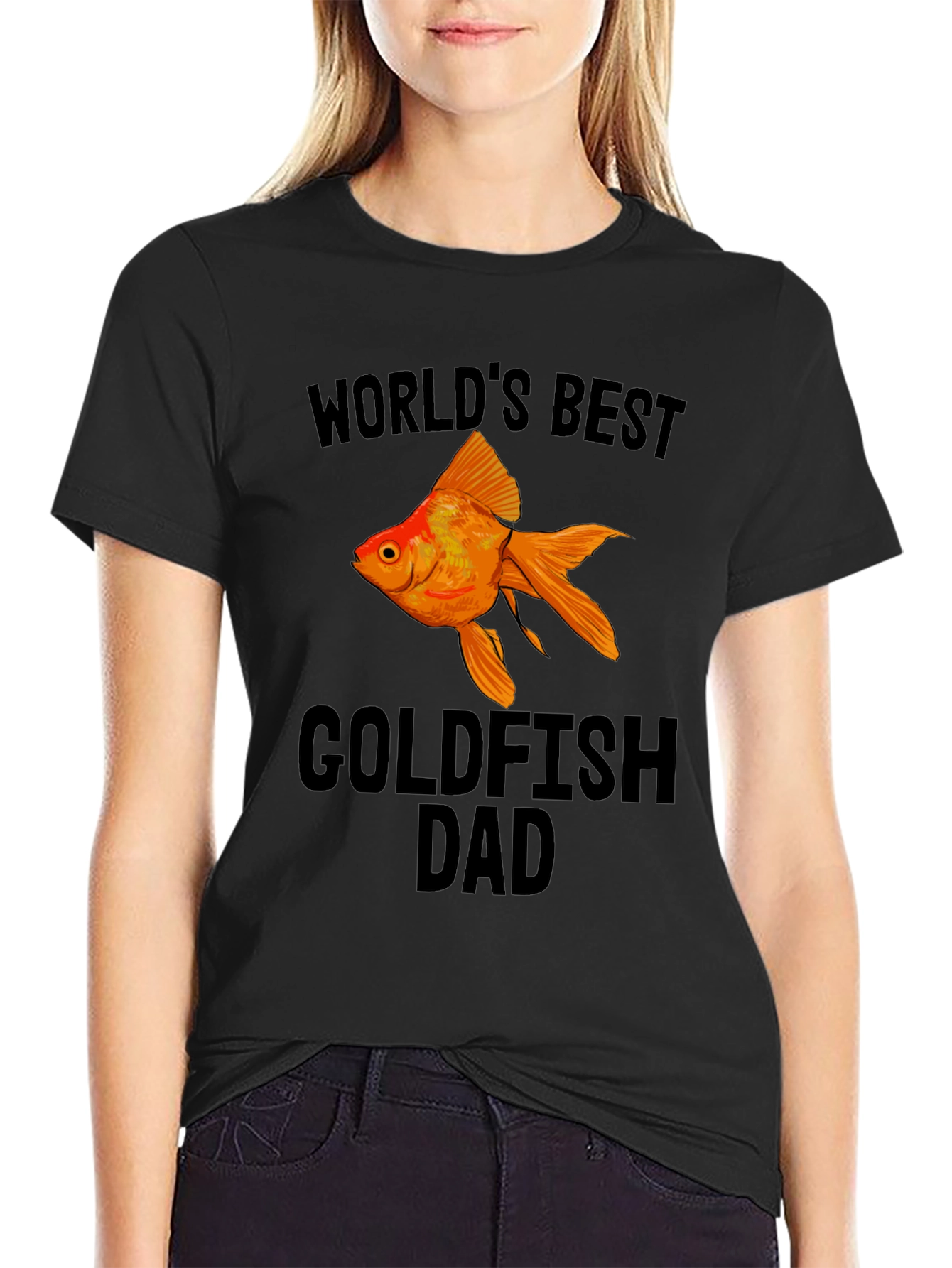 Worlds Best Goldfish Dad Black T-Shirt