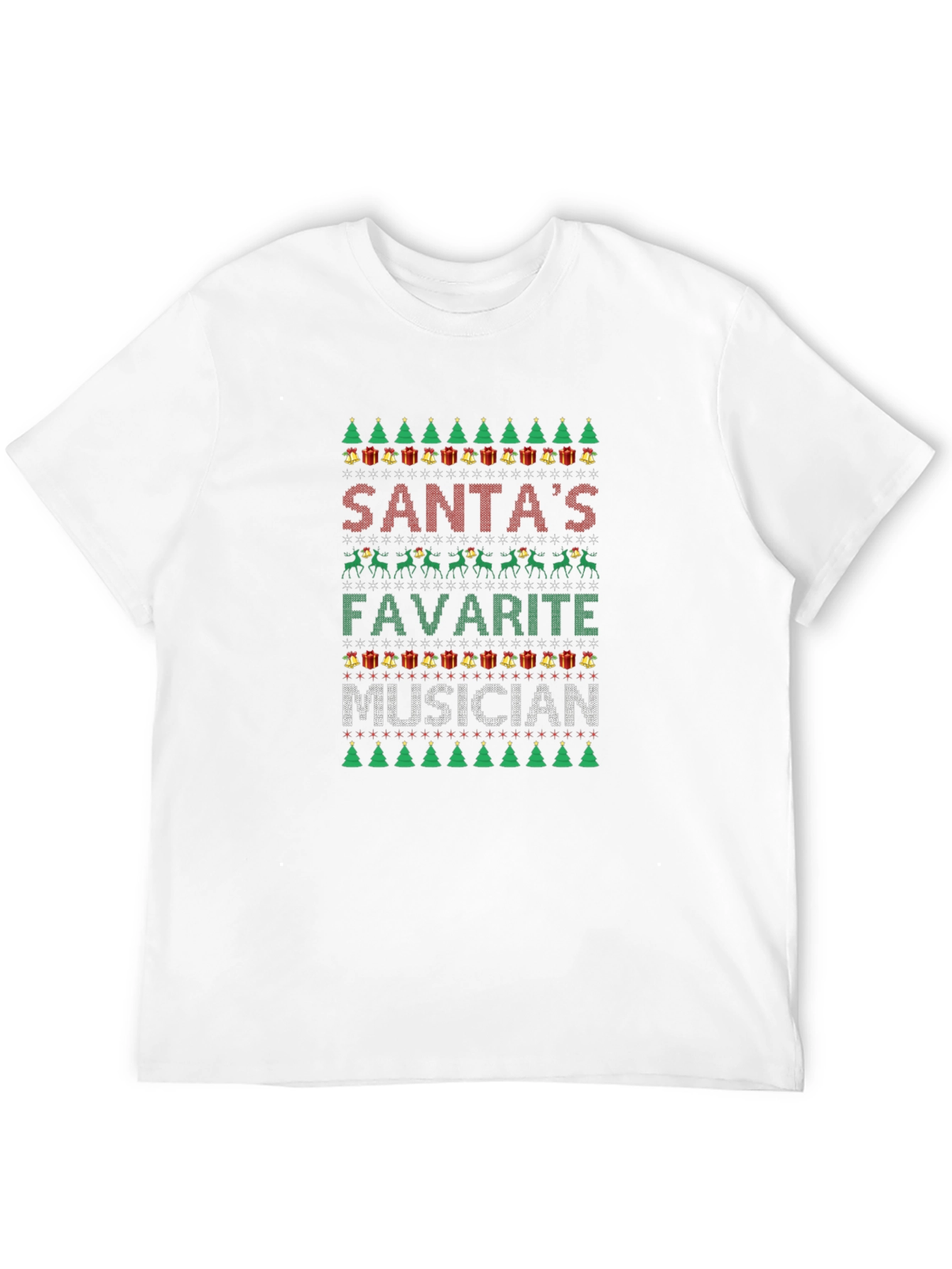 Santas Favorite Musician Ugly Christmas Sweater T-Shirt