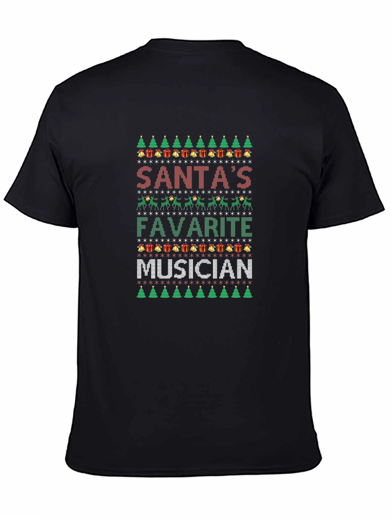 Santas Favorite Musician Ugly Christmas Sweater T-Shirt