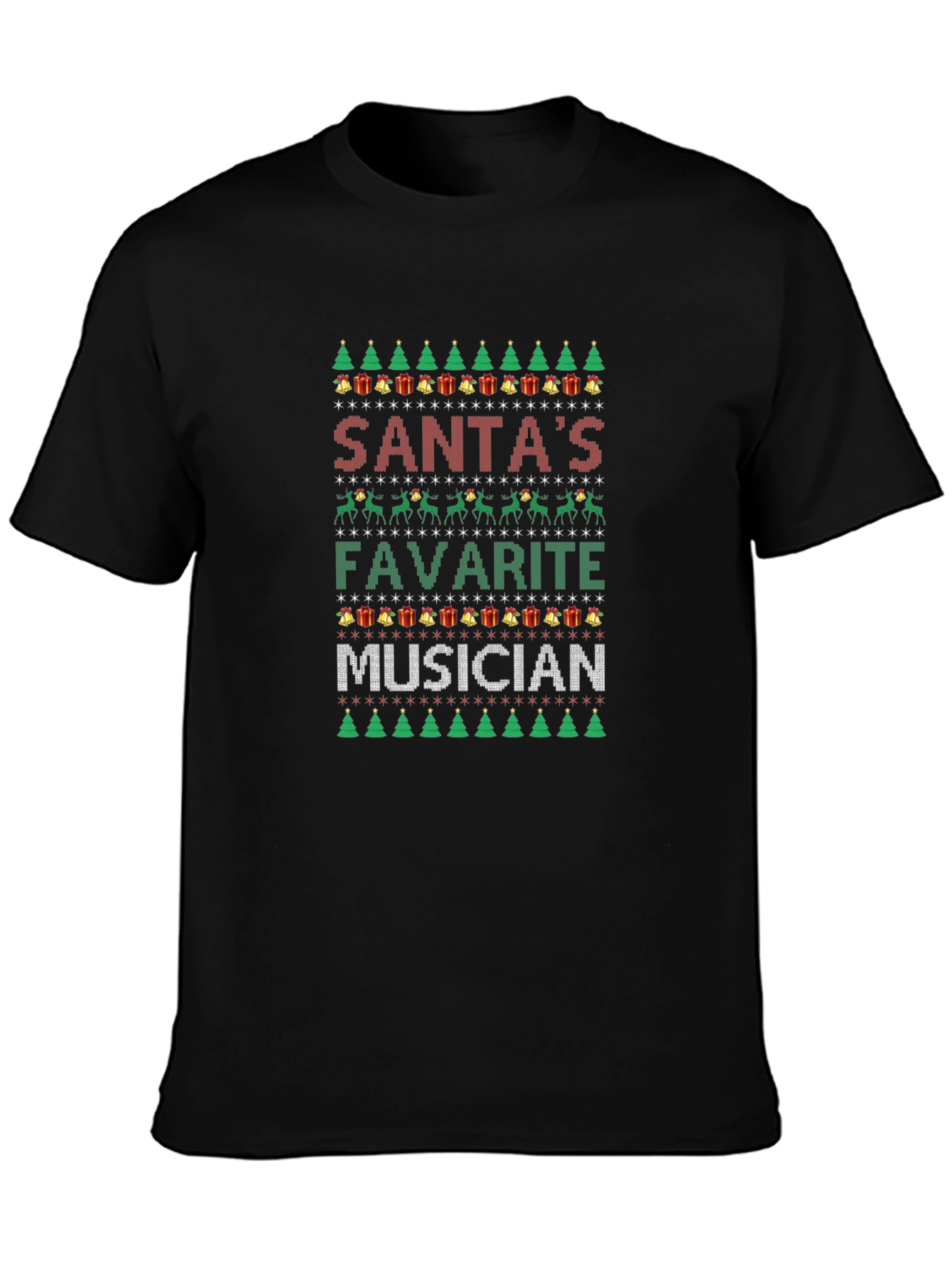 Santas Favorite Musician Ugly Christmas Sweater T-Shirt
