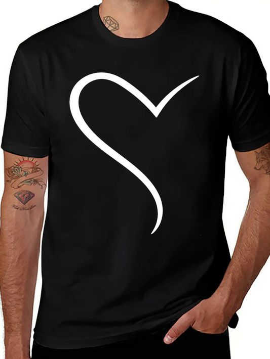White Half Heart Casual Graphic T-Shirt – Simple And Comfortable Daily Wear