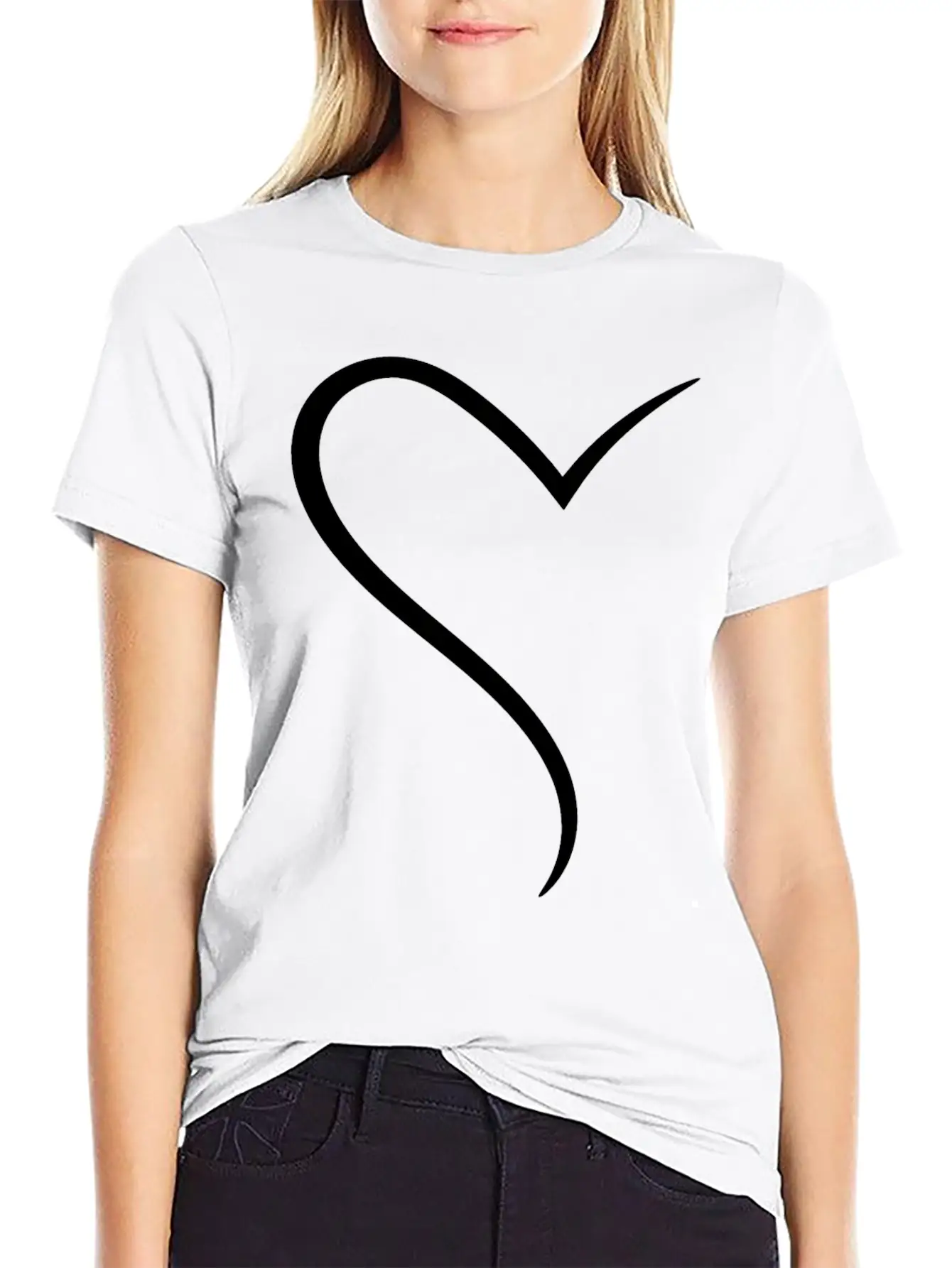 White Half Heart Casual Graphic T-Shirt – Simple And Comfortable Daily Wear