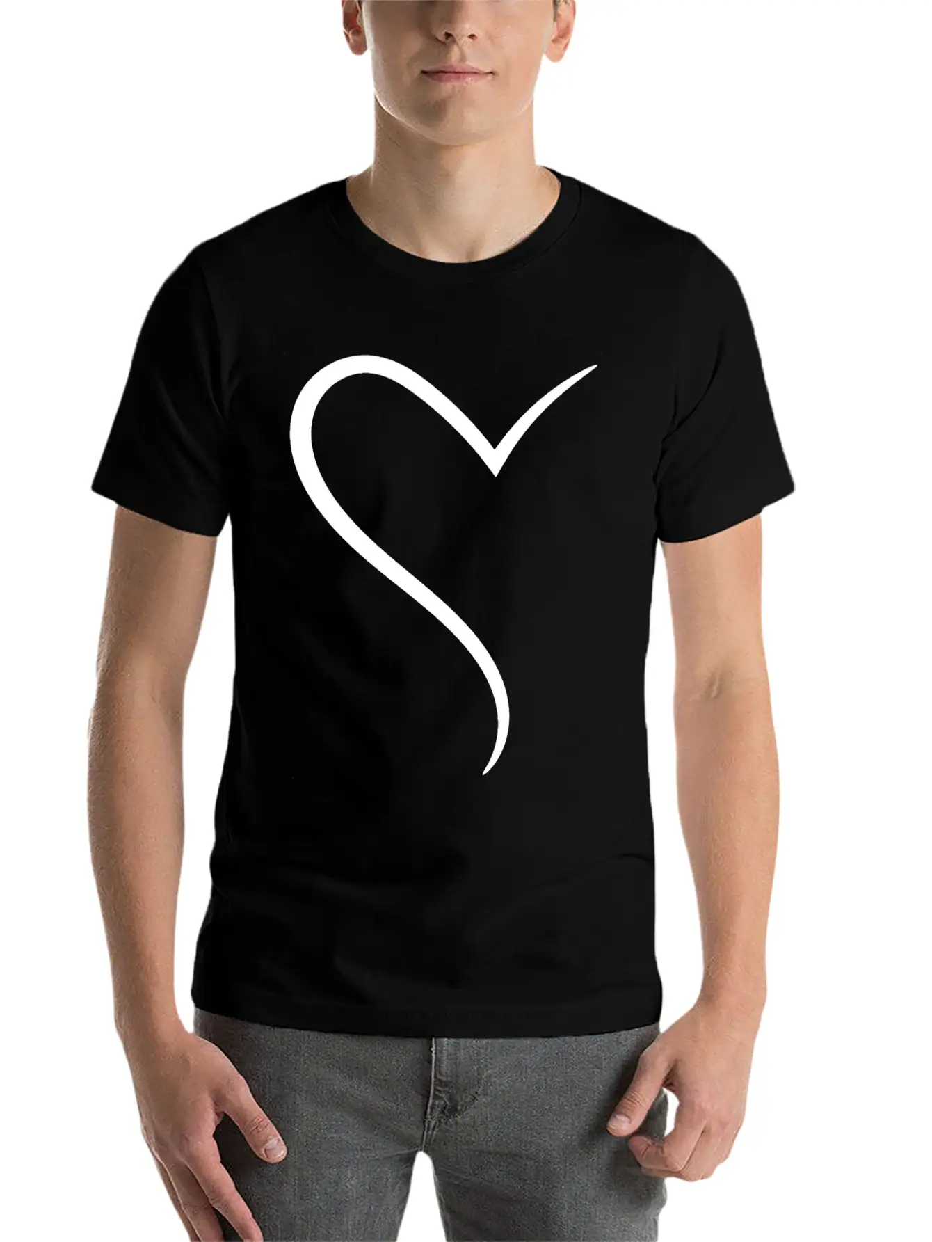 White Half Heart Casual Graphic T-Shirt – Simple And Comfortable Daily Wear
