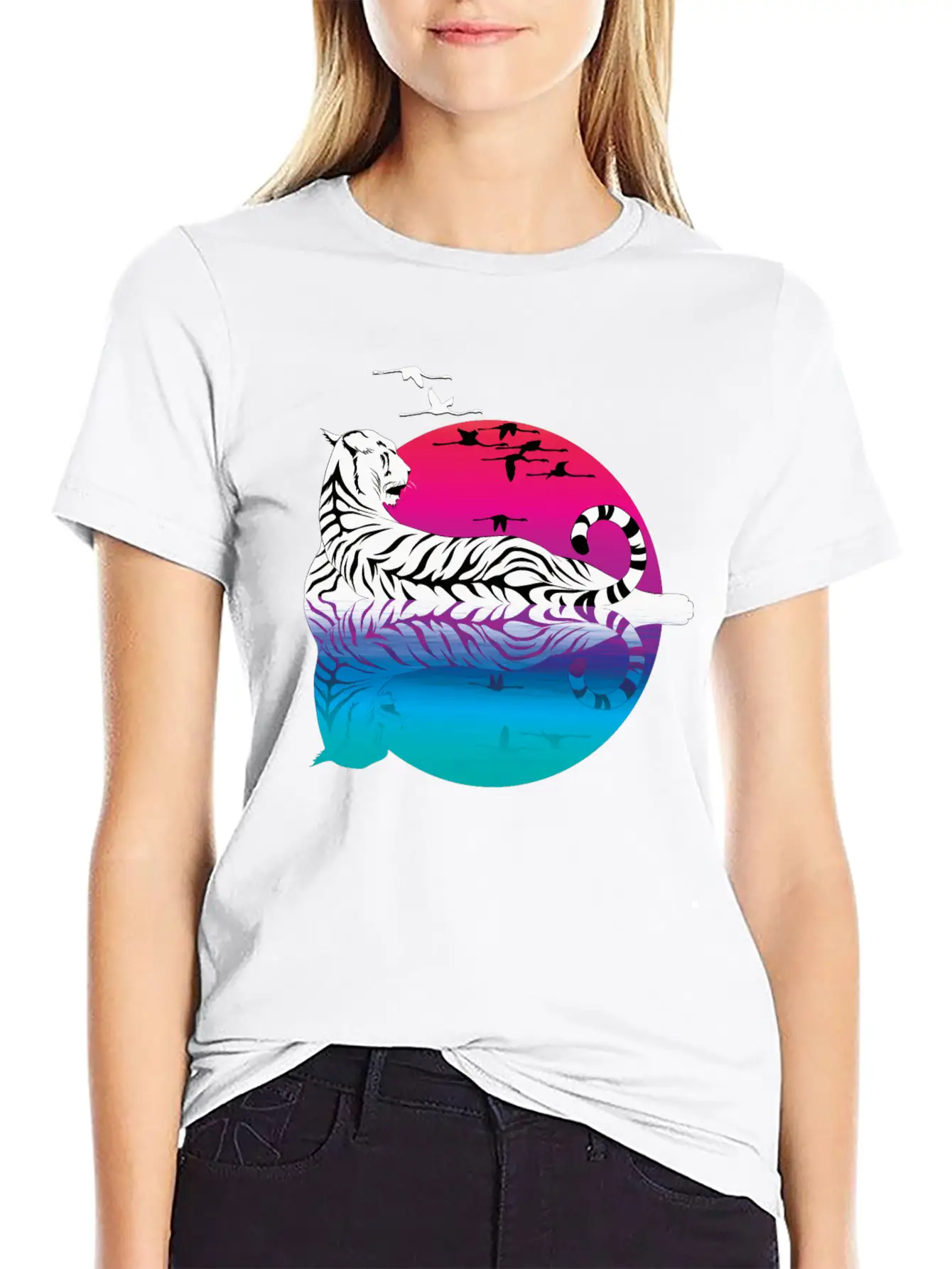 White Tiger Casual Graphic T-Shirt – Simple And Comfortable Daily Wear