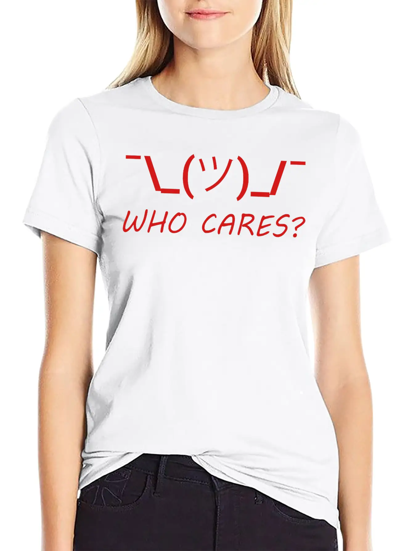 WHO CARES (v) Casual Graphic T-Shirt – Simple And Comfortable Daily Wear