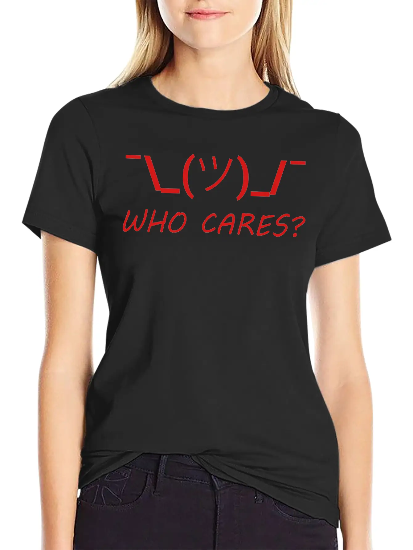 WHO CARES (v) Casual Graphic T-Shirt – Simple And Comfortable Daily Wear