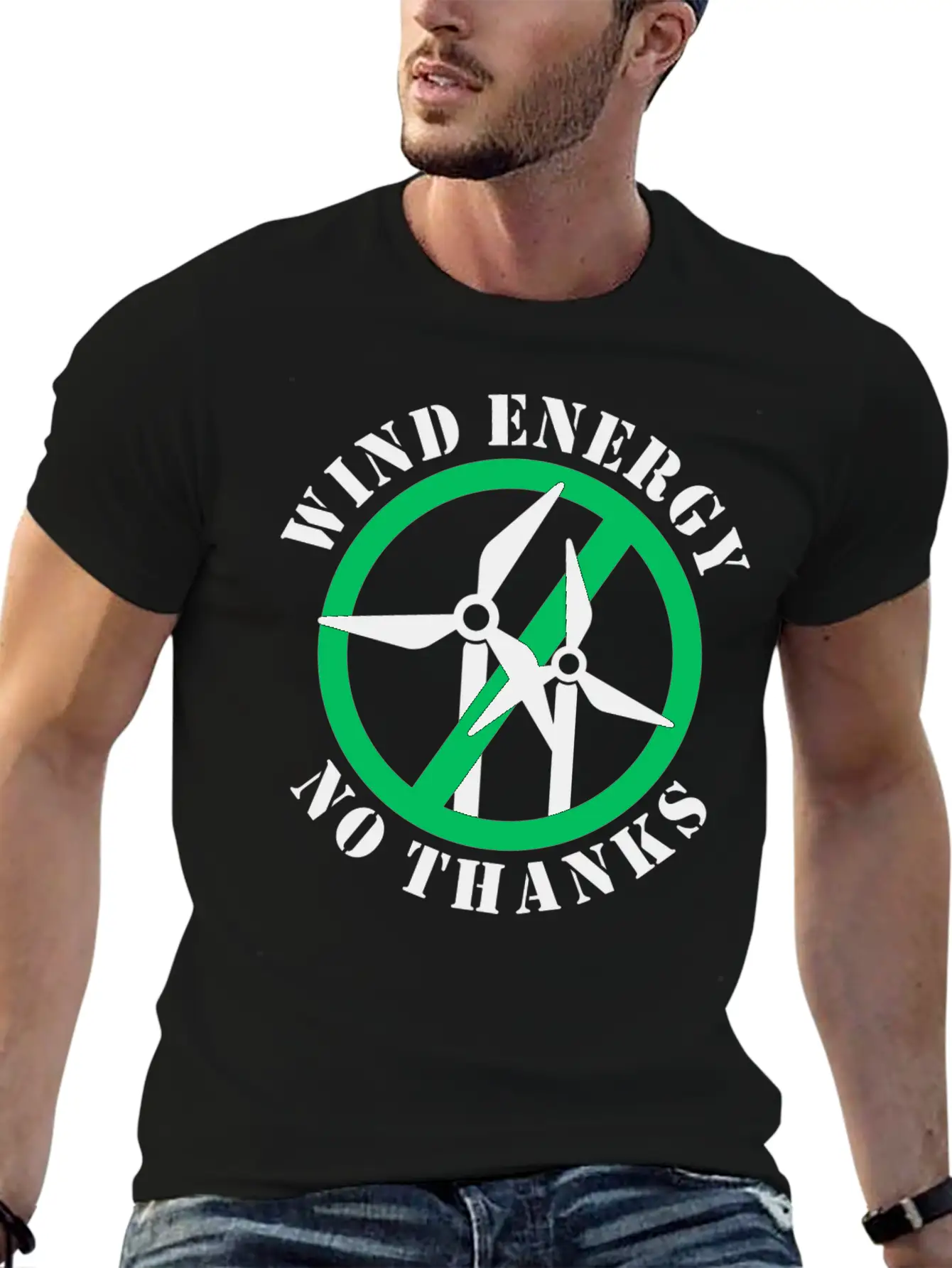 Wind Energy No Thanks Casual Graphic T-Shirt – Simple And Comfortable Daily Wear