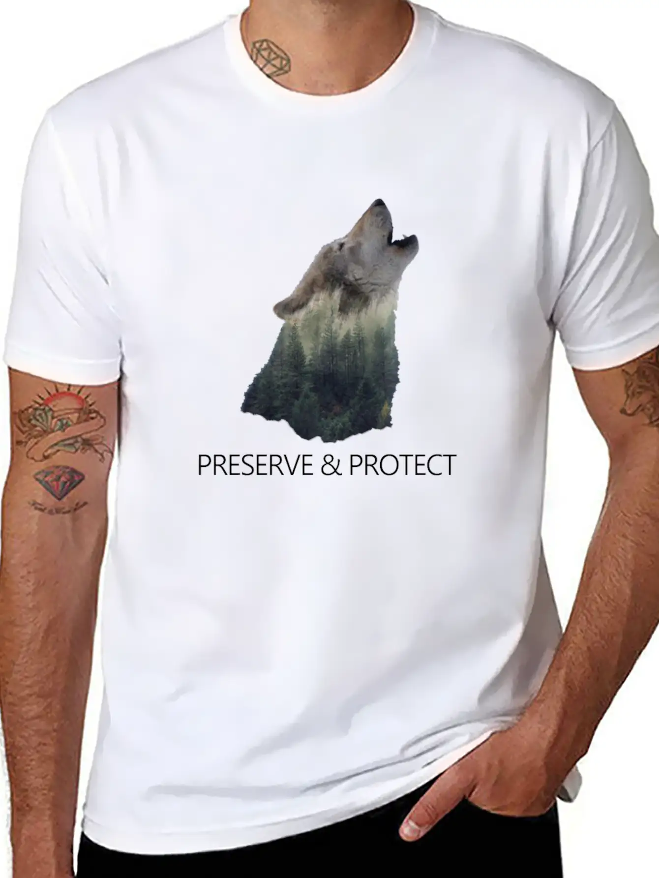 Wolfs Preserve & Protect Climate Change Environmen Casual Graphic T-Shirt – Simple And Comfortable Daily Wear