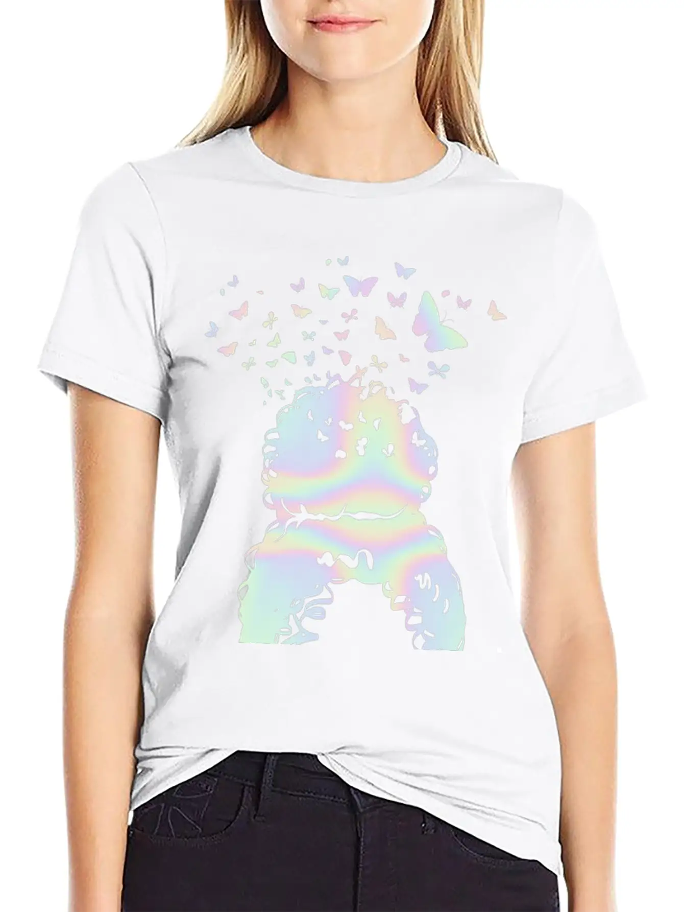 Woman Pastel Butterfly Lover Timeless Short Sleeve Tee – Comfy And Minimalist Design