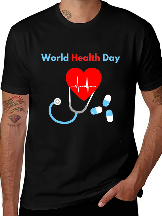 World Health Day Casual Graphic T-Shirt – Simple And Comfortable Daily Wear