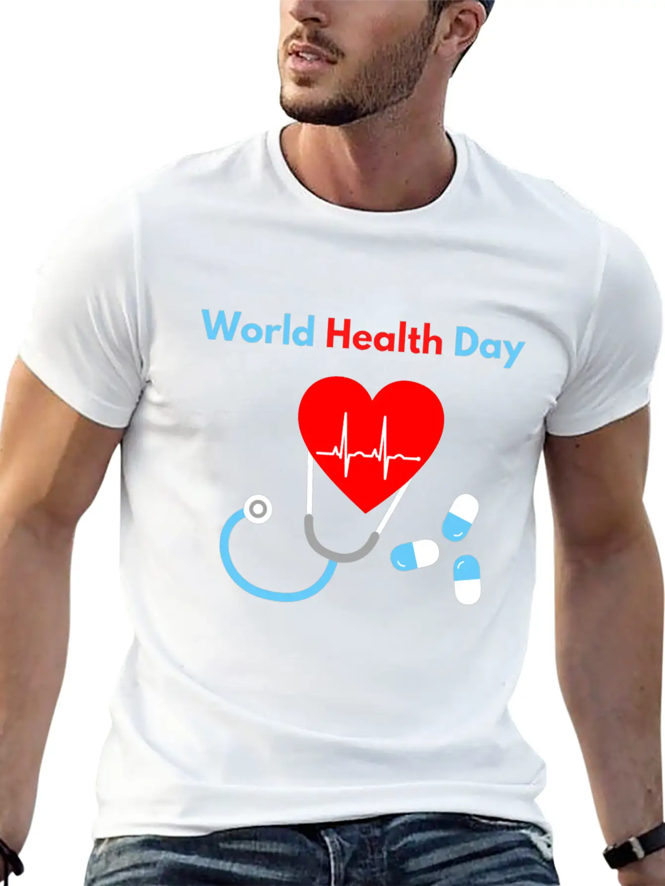 World Health Day Casual Graphic T-Shirt – Simple And Comfortable Daily Wear