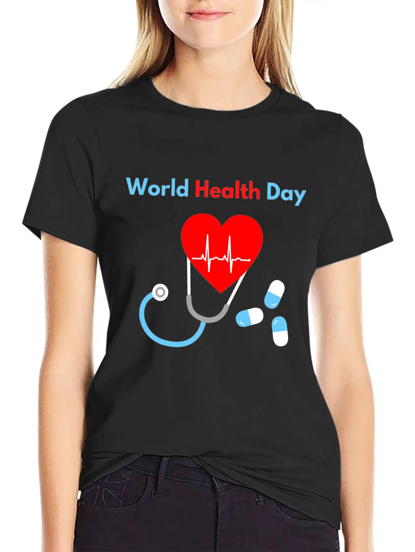 World Health Day Casual Graphic T-Shirt – Simple And Comfortable Daily Wear
