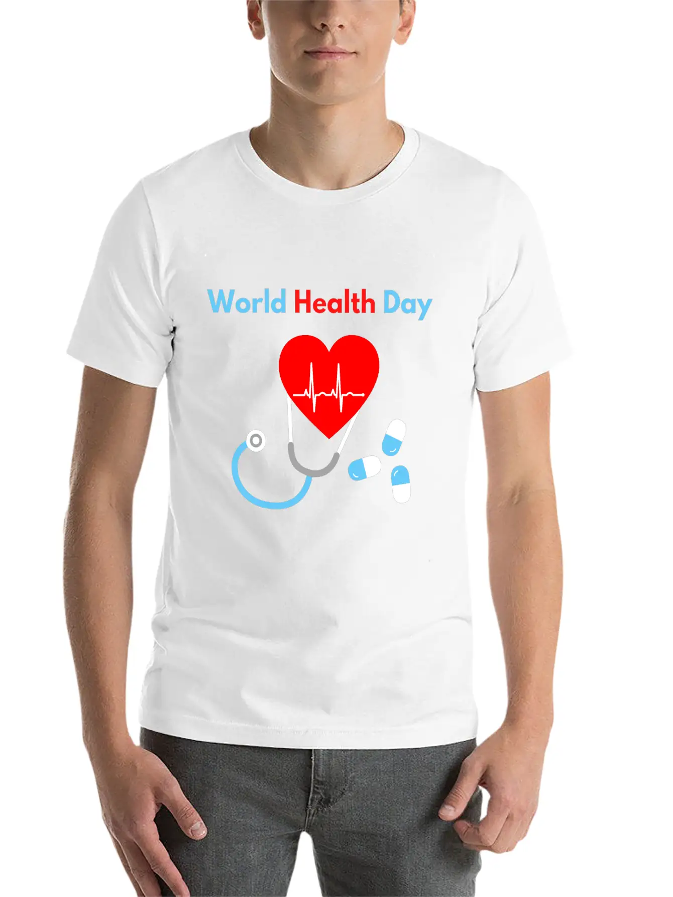 World Health Day Casual Graphic T-Shirt – Simple And Comfortable Daily Wear