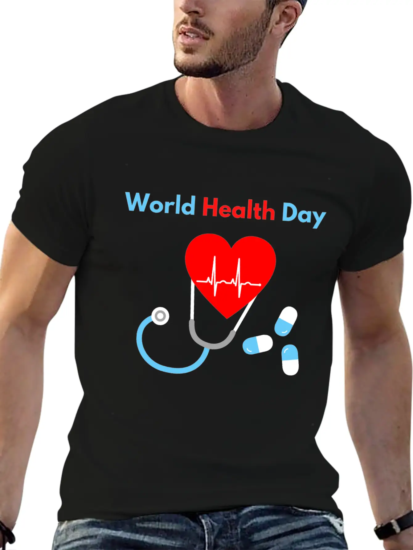 World Health Day Casual Graphic T-Shirt – Simple And Comfortable Daily Wear