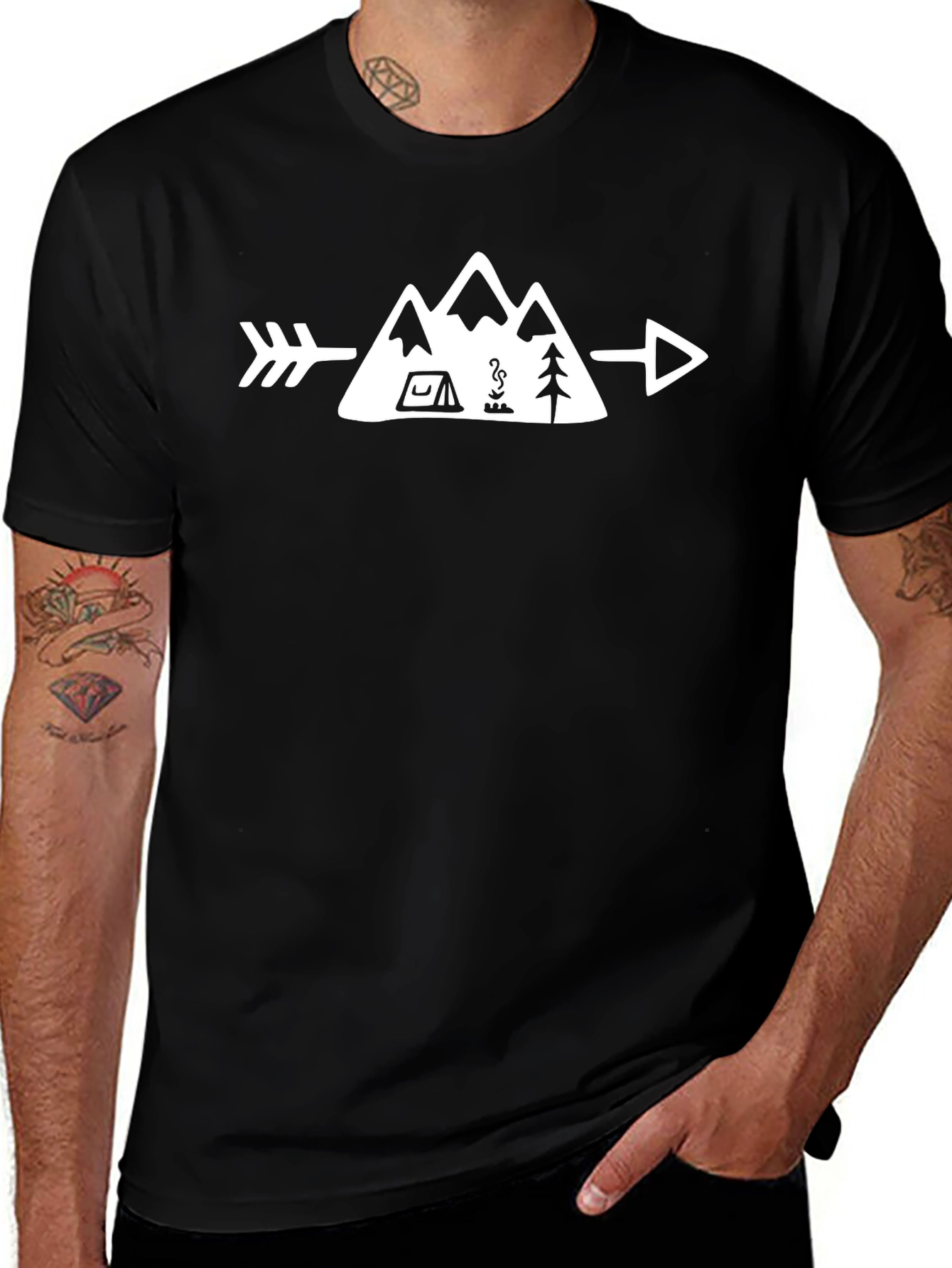 Adventure Awaits Graphic Tee - Camping Arrow T-Shirt
