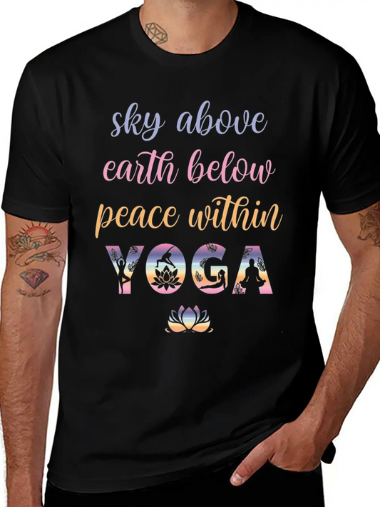 Yoga Sky Above Earth Below Peace Within Timeless Short Sleeve Tee – Comfy And Minimalist Design