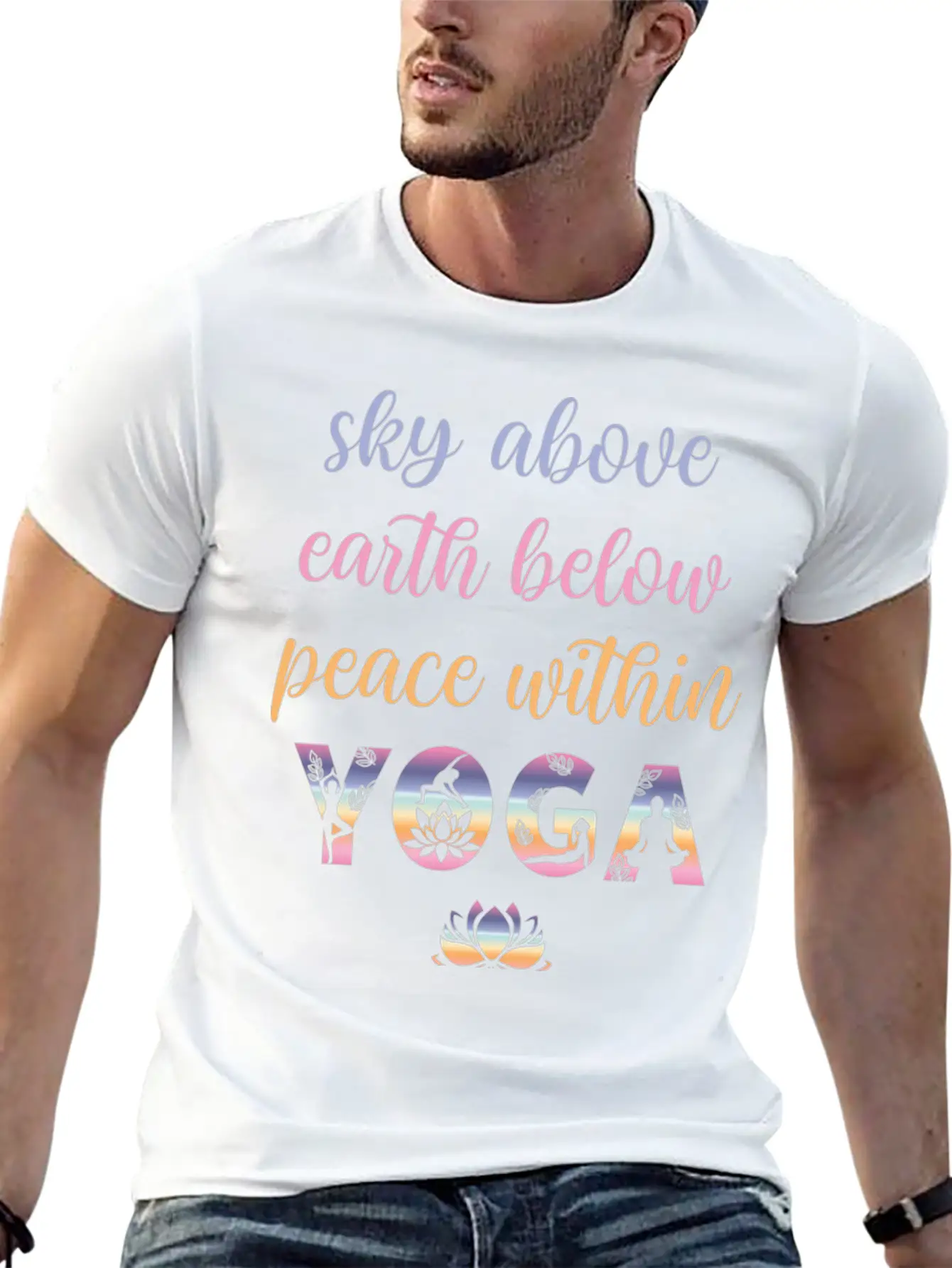 Yoga Sky Above Earth Below Peace Within Timeless Short Sleeve Tee – Comfy And Minimalist Design