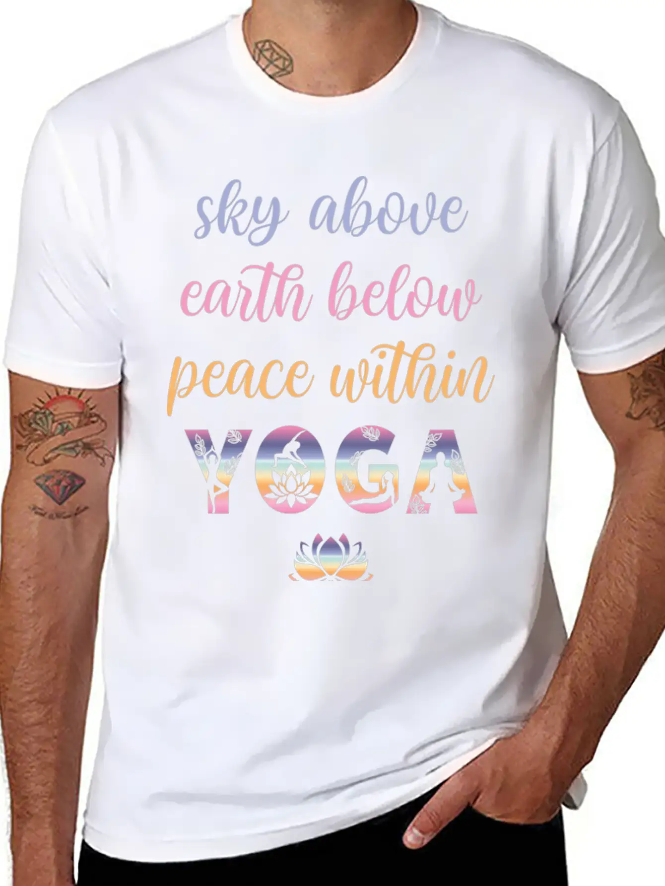 Yoga Sky Above Earth Below Peace Within Timeless Short Sleeve Tee – Comfy And Minimalist Design