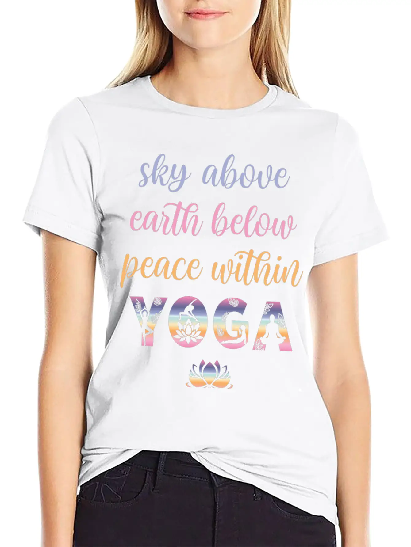 Yoga Sky Above Earth Below Peace Within Timeless Short Sleeve Tee – Comfy And Minimalist Design
