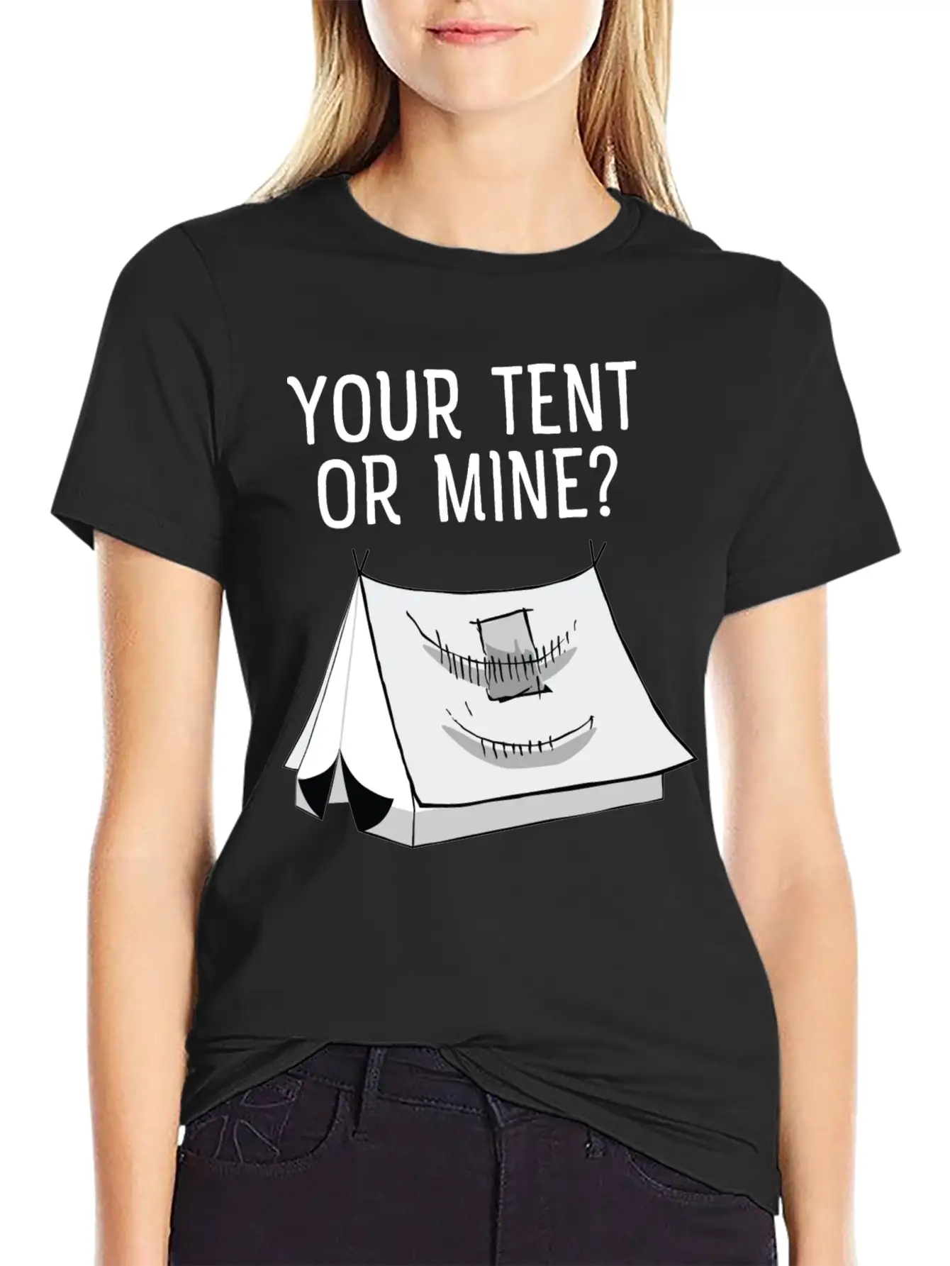 Your Tent Or Mine? Cool Festival Design? Casual Graphic T-Shirt – Simple And Comfortable Daily Wear