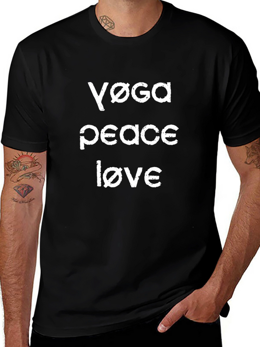 Yoga Peace Love T-Shirt - Casual Black Tee