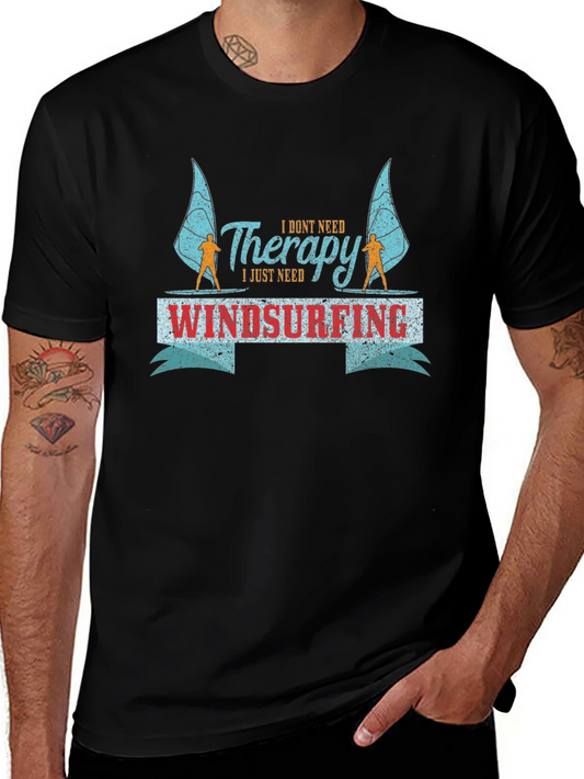 Windsurfing Therapy Tee - Black Graphic T-Shirt