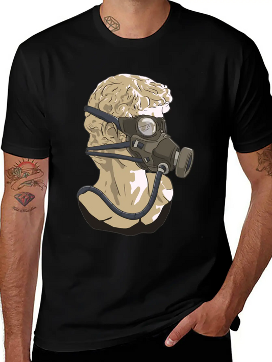 Zombiecore Aesthetic David Head Statue Mask Timeless Short Sleeve Tee – Comfy And Minimalist Design